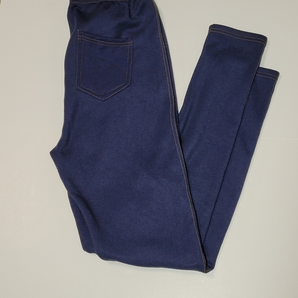 Chandly Women's Size Large Elastic Waist 92% Polyester Denim-Looking Jeggings